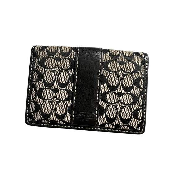 Coach Bi-Fold Classic Logo Wallet Black tan - Picture 1 of 10